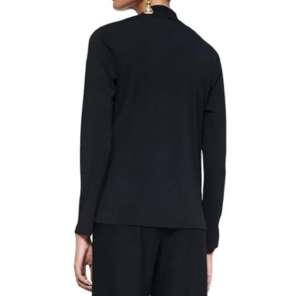 Eileen Fisher Black Silk Crossover Top Size M Long Sleeve V-Neck NWOT - Picture 3 of 5